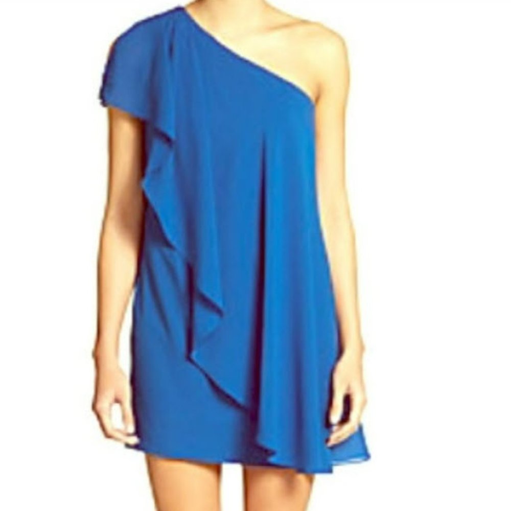 NWT! Aiden Mattox One Shoulder Black Dress